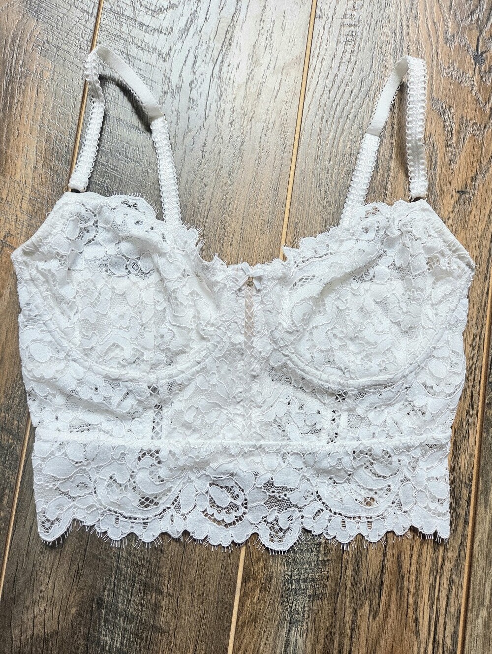 Intimissimi White Lace Longline Corset Bustier Bra Top Diamond Jewel Small